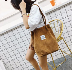 Corduroy Shoulder Bag Handbag Tote Eco-Friendly