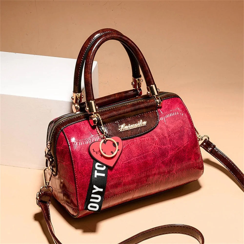 Women's Crocodile Shoulder Bag PU Leather Crossbody Handbag Tote