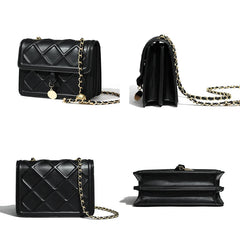 Women's Crossbody Shoulder Bag with Chains - Flap Purse Handbag