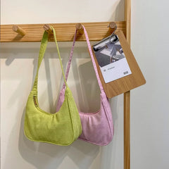 Corduroy Shoulder Bag for Women, Autumn/Winter Style, Casual Female Underarm Bag