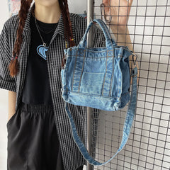 Denim Handbags Shoulder Messenger Bag Shopping Bags Y2K Tote For Girls Students