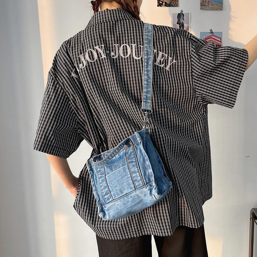 Denim Handbags Shoulder Messenger Bag Shopping Bags Y2K Tote For Girls Students