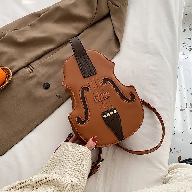 Violin Guitar Messenger Shoulder Knapsack Retro Personality Small Student Bag