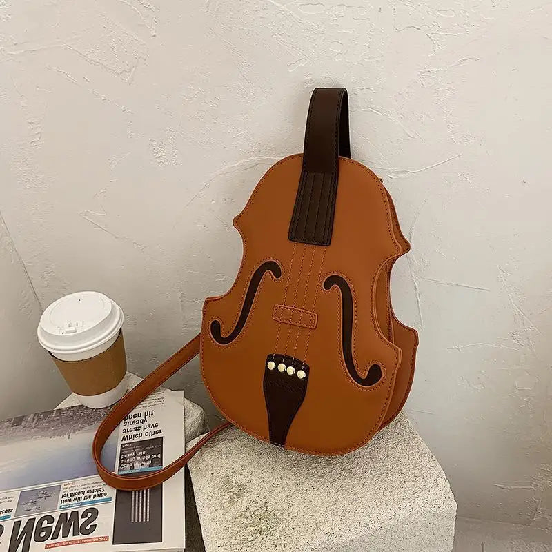 Violin Guitar Messenger Shoulder Knapsack Retro Personality Small Student Bag