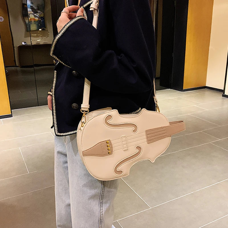 Violin Guitar Messenger Shoulder Knapsack Retro Personality Small Student Bag