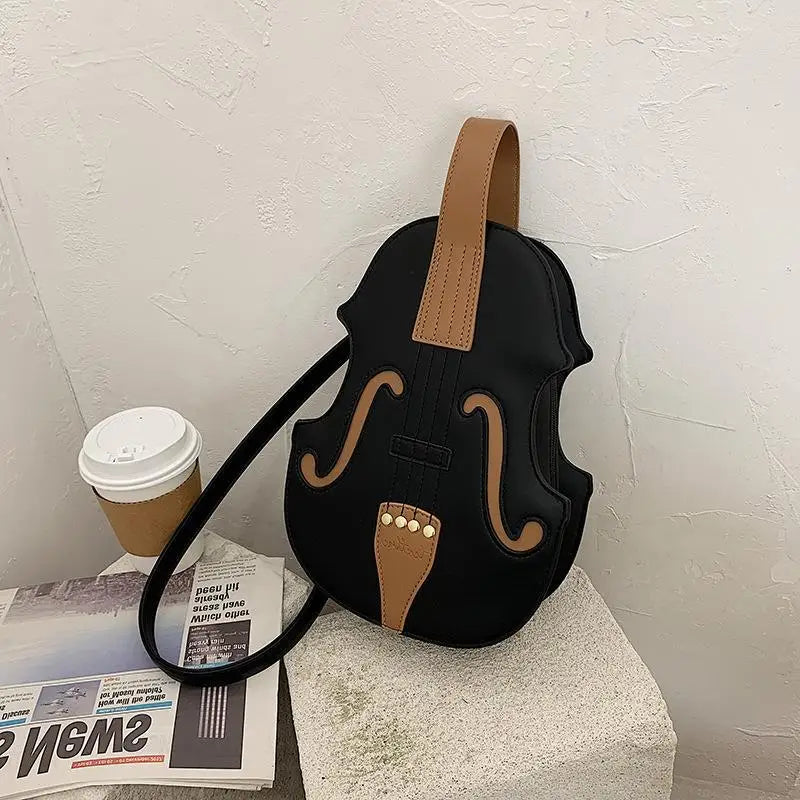 Violin Guitar Messenger Shoulder Knapsack Retro Personality Small Student Bag