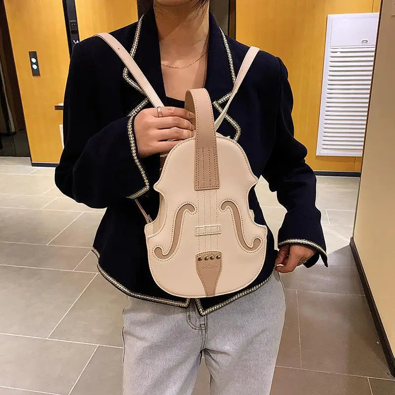 Violin Guitar Messenger Shoulder Knapsack Retro Personality Small Student Bag