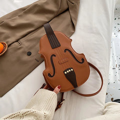 Violin Guitar Messenger Shoulder Knapsack Retro Personality Small Student Bag