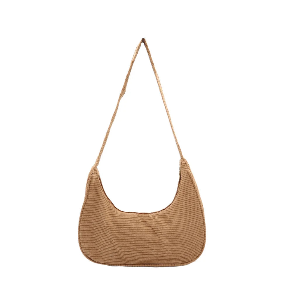 Corduroy Shoulder Bag Autumn Winter Style Women's Underarm Bag