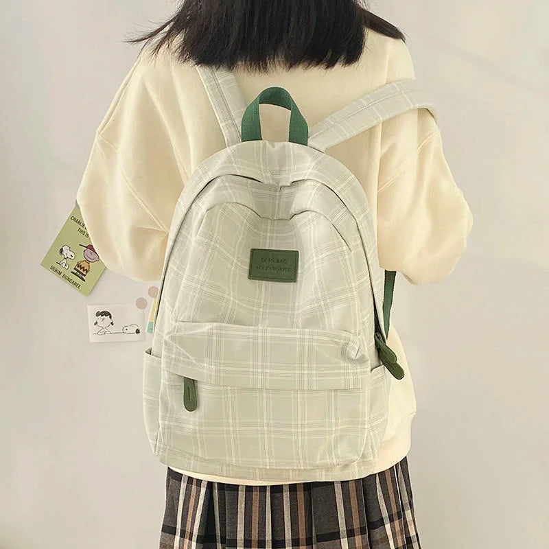 Women's Lattice Backpack High Capacity Mochila Bolsa