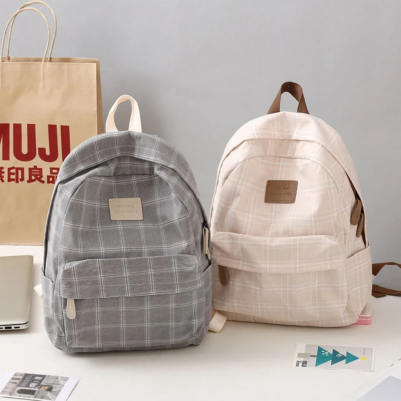 Women's Lattice Backpack High Capacity Mochila Bolsa