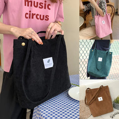 Corduroy Shoulder Bag Reusable Shopping Tote Handbag