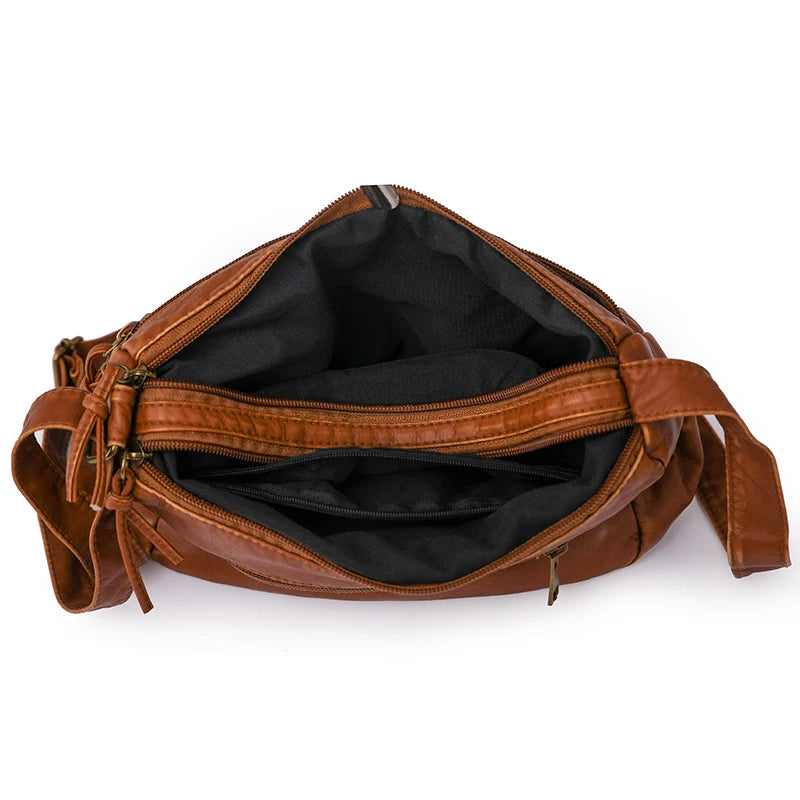 Women's Soft PU Leather Crossbody Bag Black