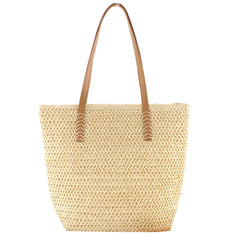 Women's Summer Hand-woven Beach Bag Large Capacity Top-handle Handbag