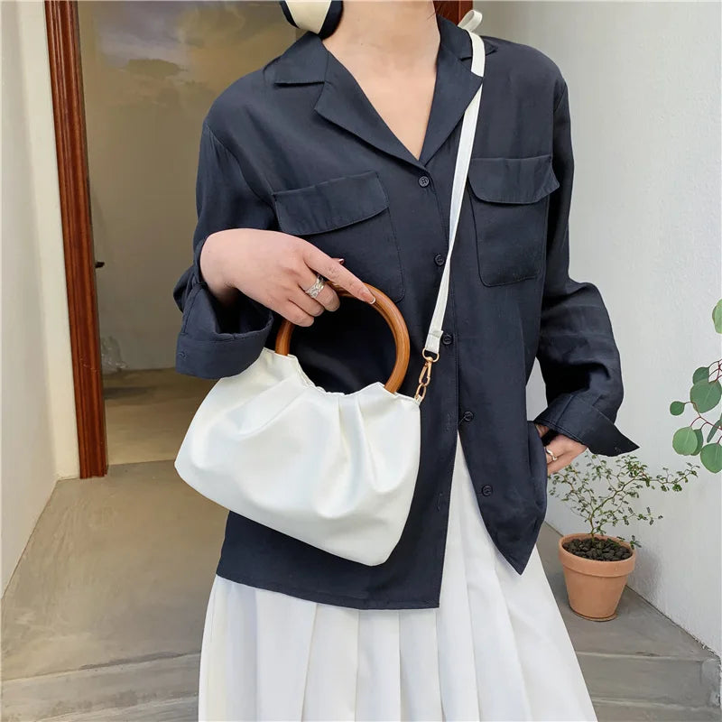Women's Fold Buckle Shoulder Bag PU Leather Handbags