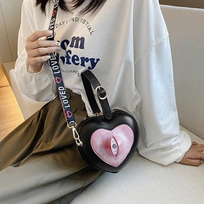 Demon Eyes Heart-shaped PU Messenger Bag Handbag