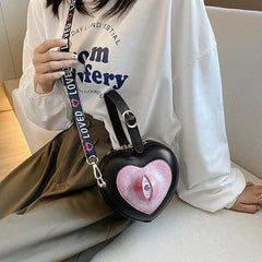 Demon Eyes Heart-shaped PU Messenger Bag Handbag