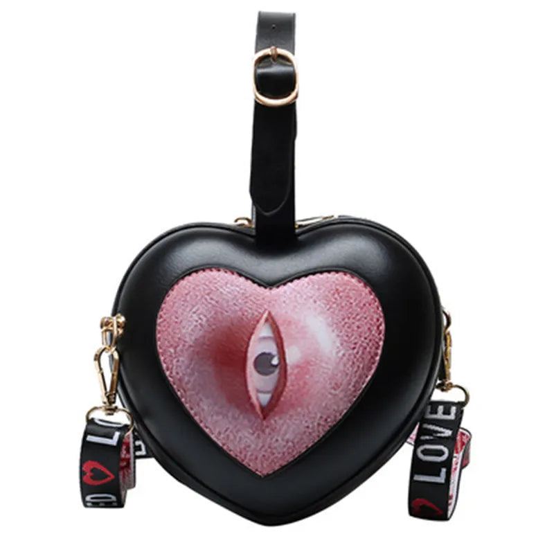 Demon Eyes Heart-shaped PU Messenger Bag Handbag