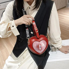 Demon Eyes Heart-shaped PU Messenger Bag Handbag