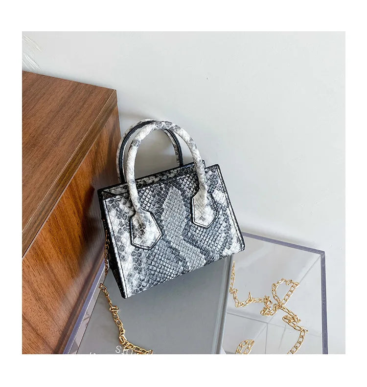 Trendy Snake Print Handbag Shoulder Bag Messenger
