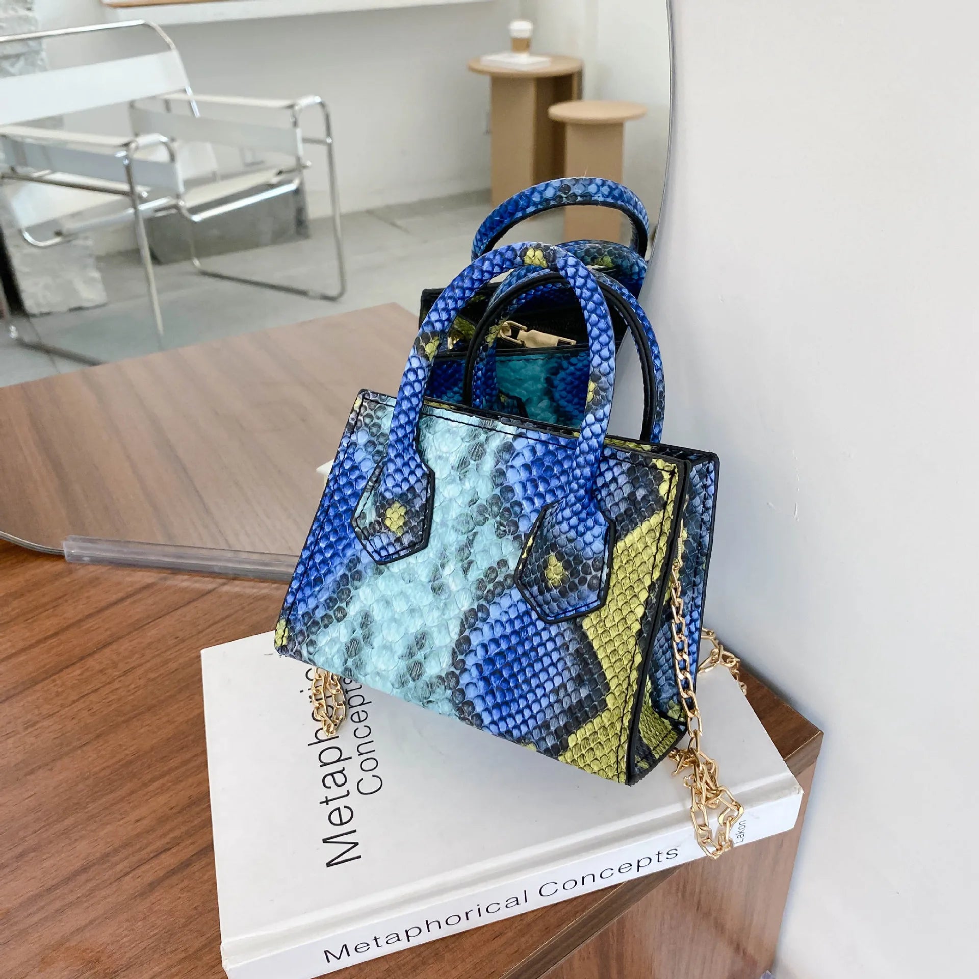 Trendy Snake Print Handbag Shoulder Bag Messenger