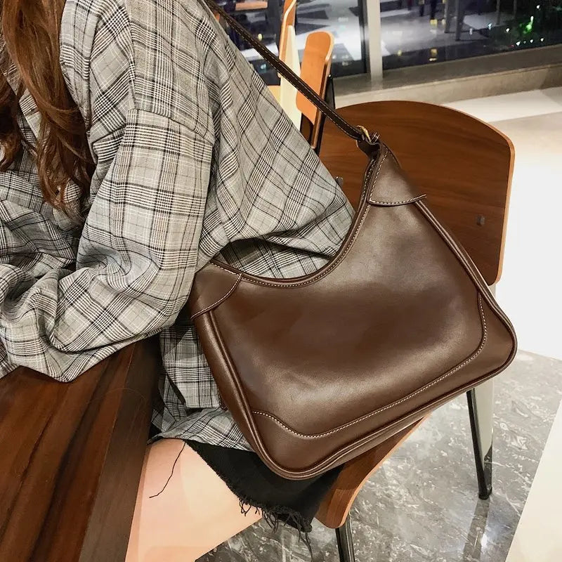 Retro PU Leather Saddle Bag Shoulder Messenger Armpit Bag