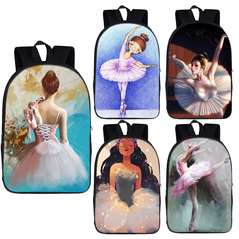 Ballet Dancer Backpack Girls School Bags Casual Shoulder Bag