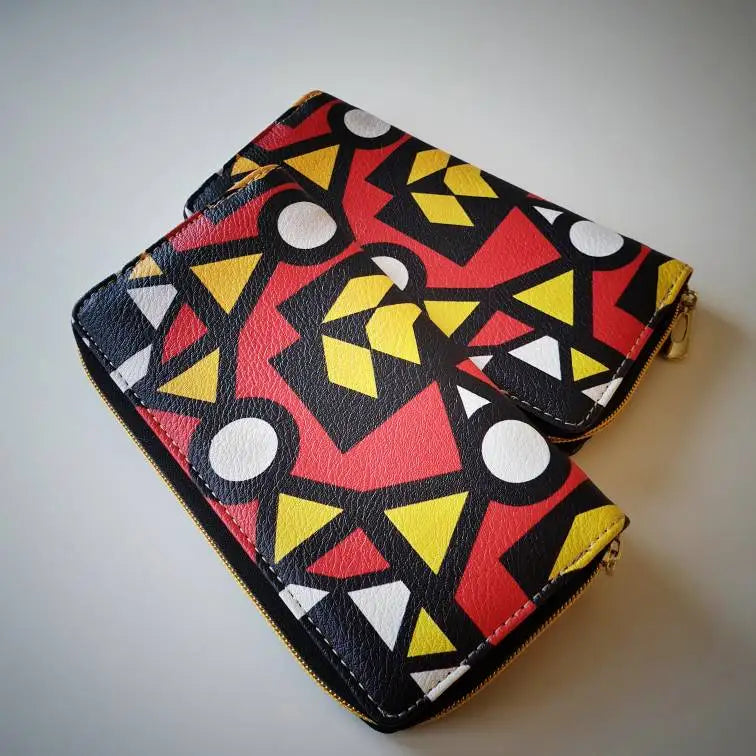 Melody Girl Print Leather Wallet Music Note Zipper Clutch Purse