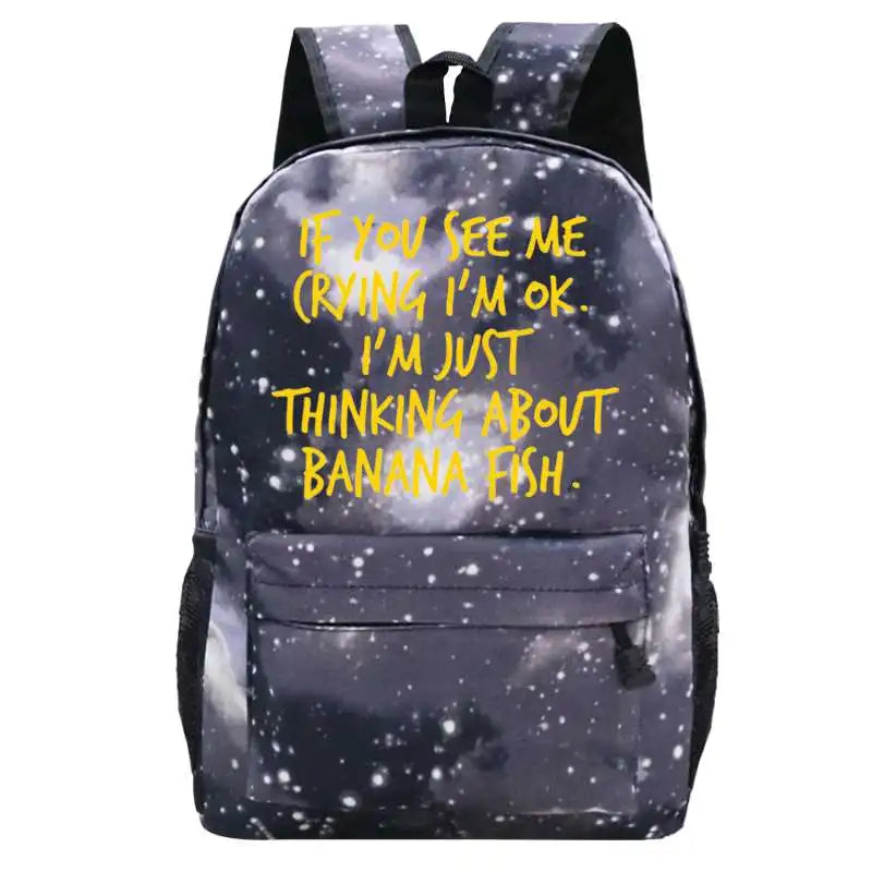 Banana Fish Teen School Bag for Girls Backpack Solid Women Bookbags