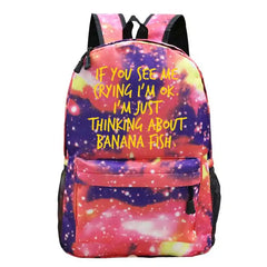 Banana Fish Teen School Bag for Girls Backpack Solid Women Bookbags