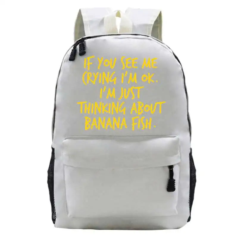 Banana Fish Teen School Bag for Girls Backpack Solid Women Bookbags