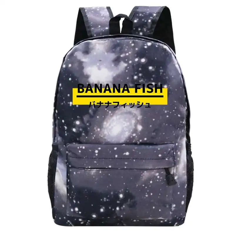 Banana Fish Women Backpack Waterproof Nylon School Backpack