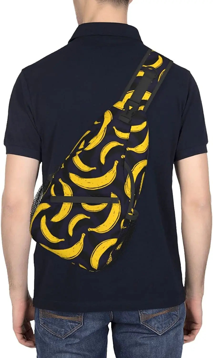 Banana Seamless Pattern Sling Bag - Fruits Print Crossbody Shoulder Bags