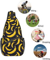 Banana Seamless Pattern Sling Bag - Fruits Print Crossbody Shoulder Bags