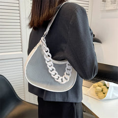 Frosted Transparent Hobos Shoulder Crossbody Bag Women Handbag Purse