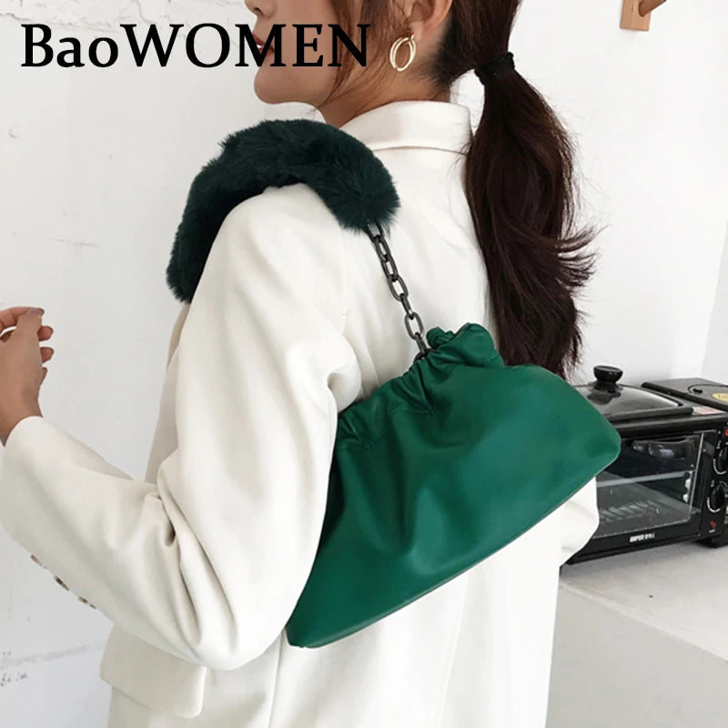 Women Dumplings Handbags Retro Chains Female Crossbody Shoulder Bag Tide Handbag