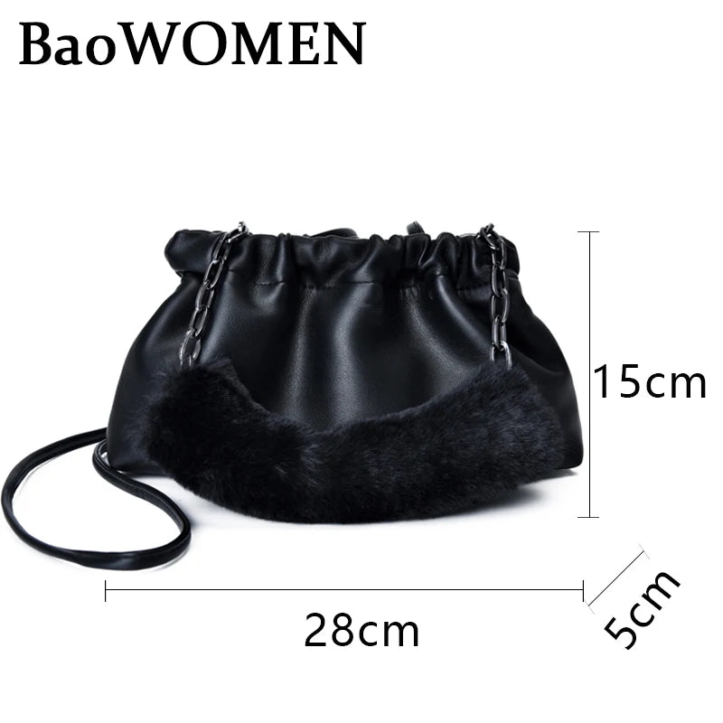 Women Dumplings Handbags Retro Chains Female Crossbody Shoulder Bag Tide Handbag