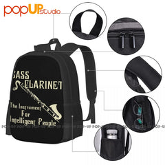 Bass Clarinet Backpack Large Capacity Print Style Gym Tote Bag