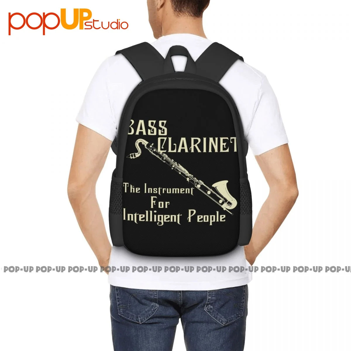 Bass Clarinet Backpack Large Capacity Print Style Gym Tote Bag
