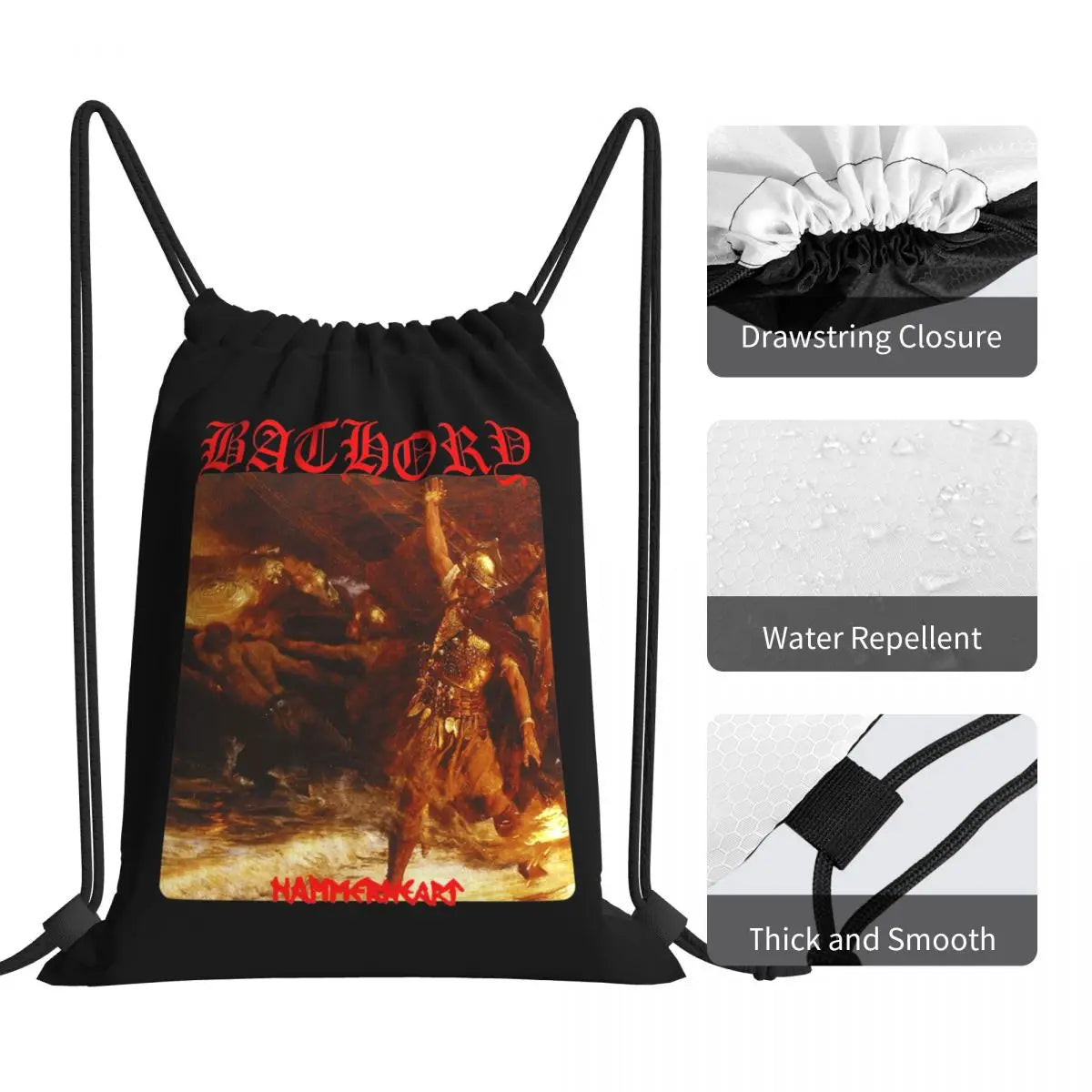 Bathory Hammerheart Drawstring Bags Gym Bag Style Gym Tote Bag