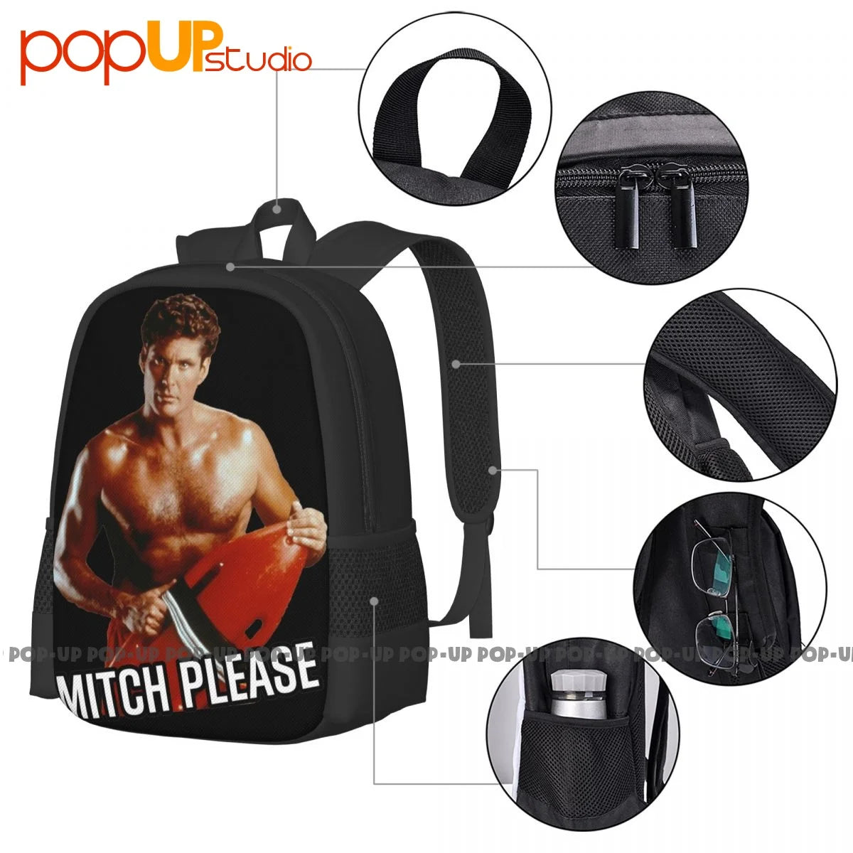 Baywatch Mitch 2 Backpack Large Capacity School Art Print Sports Style