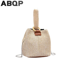 Straw Beach Bag Cross Body Bucket Shoulder Bag for Women Girls