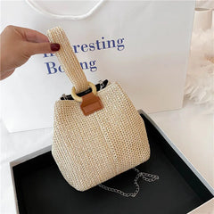 Straw Beach Bag Cross Body Bucket Shoulder Bag for Women Girls