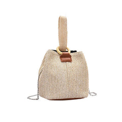 Straw Beach Bag Cross Body Bucket Shoulder Bag for Women Girls