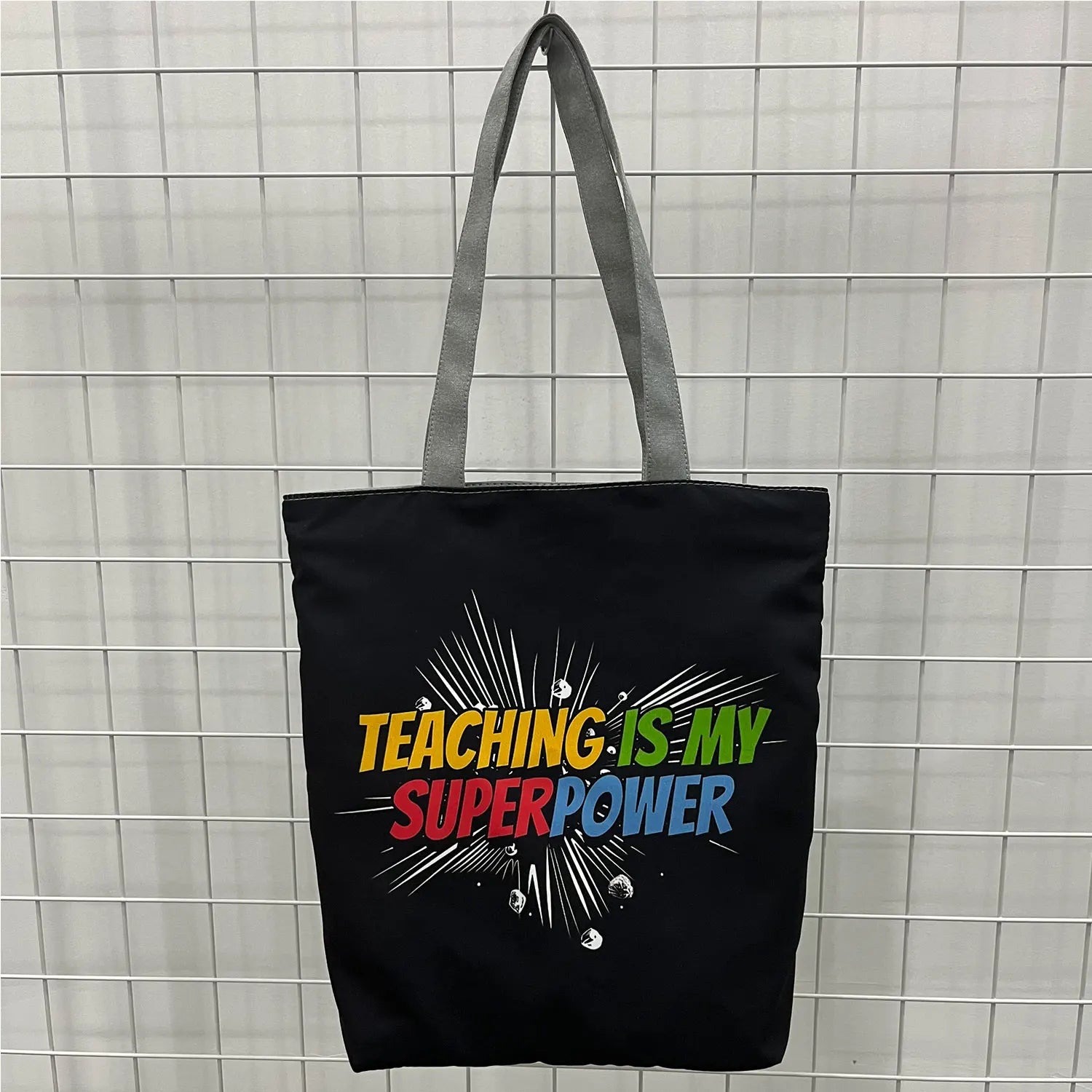 Colorful Letters Print Tote Bag Customizable Beach Travel School Gift Shopper