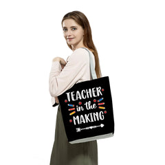 Colorful Letters Print Tote Bag Customizable Beach Travel School Gift Shopper