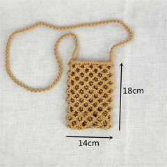 Vintage Straw Tassel Crossbody Bag for Summer Beach