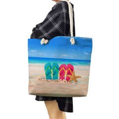 Beach Shell Print Tote Bag Women Shoulder Bag Eco Friendly Portable