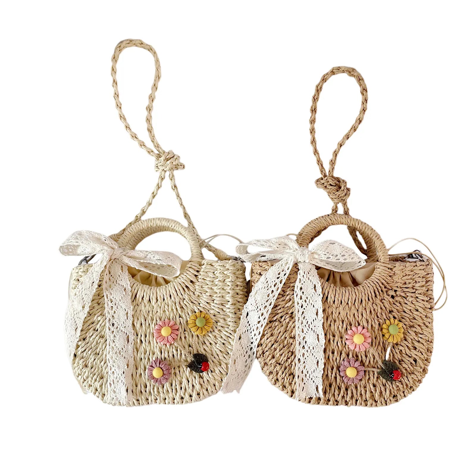 Floral Decor Crossbody Bag Hand-Held Tote Lace Bowknot Handbags