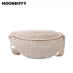 Beach Women Waist Pack Bag Straw Bag Purse Casual Large Phone Belt Bag